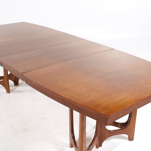 Young Manufacturing Mid Century Walnut Expanding Dining Table with 2 Leaves mcm image 9