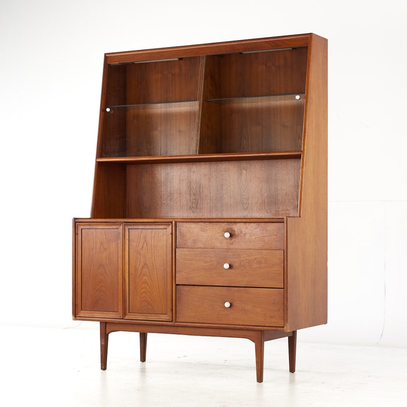 Kipp Stewart for Drexel Declaration Mid Century Walnut Buffet and Hutch mcm image 3