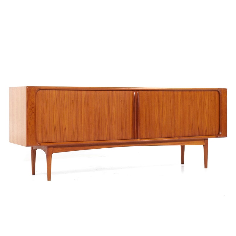 Bernhard Pedersen Mid Century Danish Teak Tambour Door Credenza mcm image 1