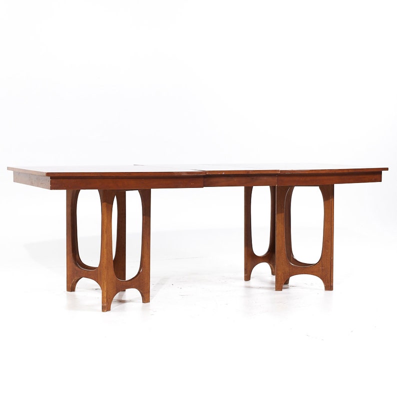 Young Manufacturing Mid Century Walnut Expanding Dining Table with 2 Leaves mcm image 6