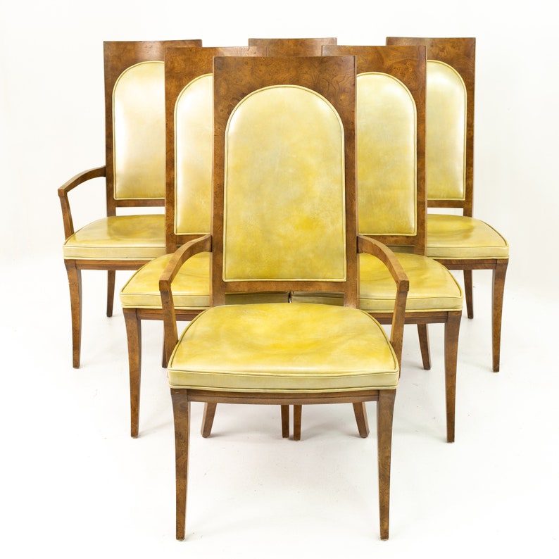 Mastercraft Mid Century Burlwood Dining Chairs Set of 6 mcm image 2