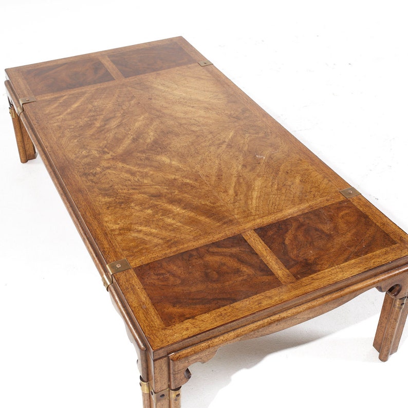 Drexel Contemporary Walnut and Brass Coffee Table image 9