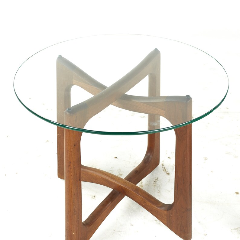 Adrian Pearsall Mid Century Walnut and Glass Side Tables Pair mcm image 10