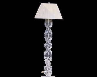 Karl Springer Style Mid Century Stacked Lucite Helix Floor Lamp - mcm