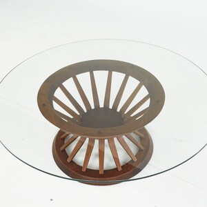 Edward Wormley for Dunbar Mid Century Sheaf of Wheat Glass Top Coffee Table mcm image 3