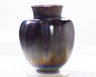 Leerdam Black Iridescent Art Glass Vase - mcm