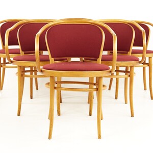 Le Corbusier For Thonet Mid Century Bentwood Dining Chairs Set of 6 mcm image 2