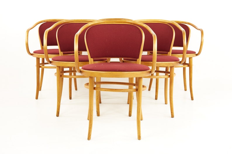 Le Corbusier For Thonet Mid Century Bentwood Dining Chairs Set of 6 mcm image 2