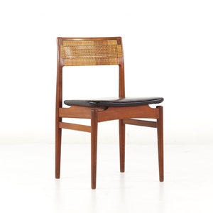 Erik Wørts Mid Century Danish Teak and Cane Dining Chairs Set of 6 mcm image 6