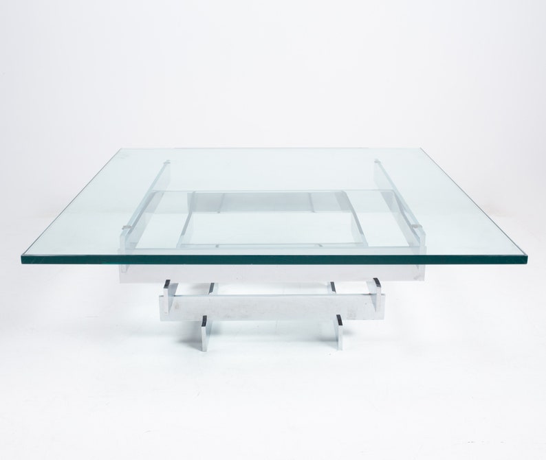 Paul Mayen for Habitat Mid Century Chrome and Glass Coffee Table mcm image 2