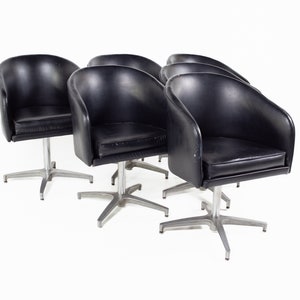 Overman Style Mid Century Black Vinyl Pod Occasional Lounge Chair Set of 6 mcm image 1