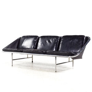 George Nelson for Herman Miller Mid Century Leather and Chrome Sling Sofa mcm image 3