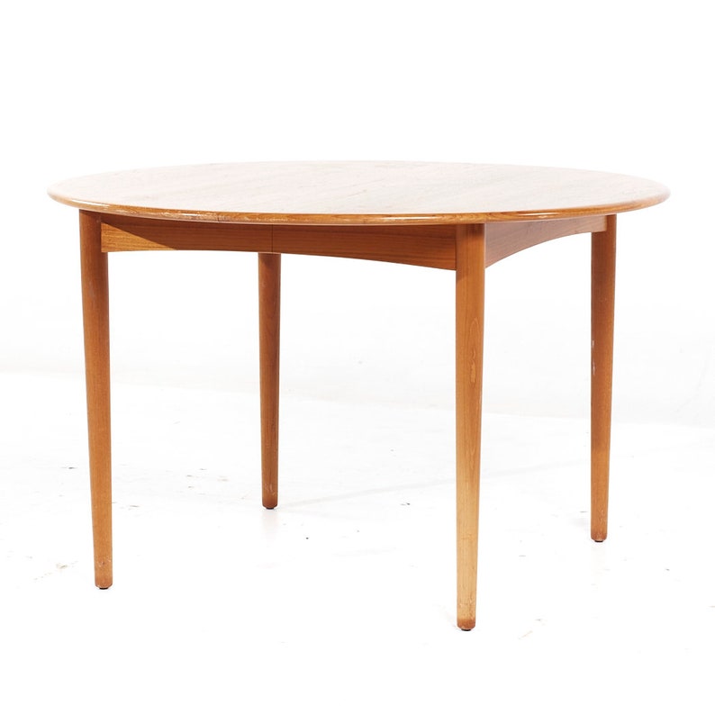 William Watting Style Mid Century Danish Teak Expanding Dining Table with 2 Leaves mcm image 3