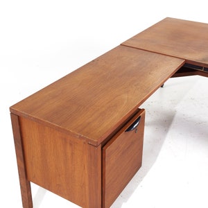 Jens Risom Mid Century Walnut Corner Desk mcm image 9