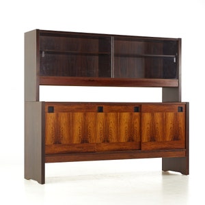 Dyrlund Style Mid Century Rosewood Buffet and Hutch - mcm