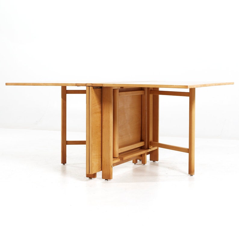 Dux Mid Century Maria Swedish Elm Beech and Brass Expanding Dining Table mcm image 3