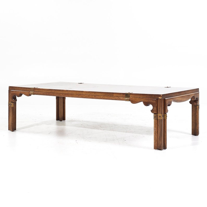 Drexel Contemporary Walnut and Brass Coffee Table image 3