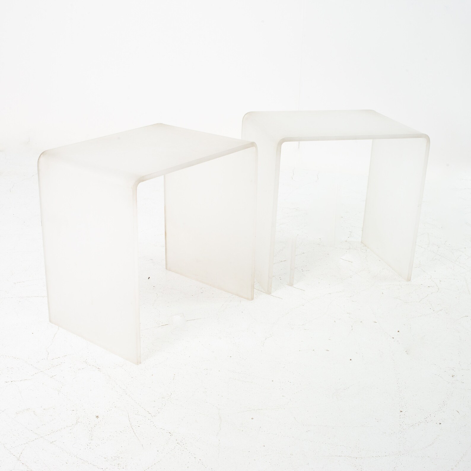 Mid Century Frosted Lucite Waterfall Side End Table Pair Etsy