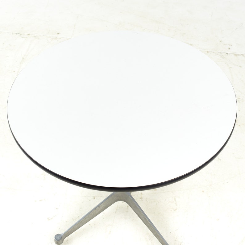 Eames for Herman Miller Mid Century Round White Laminate Side Table mcm image 9