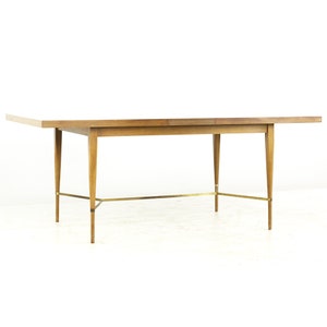 Paul McCobb for Calvin Mid Century Brass and Mahogany Dining Table with Leaves mcm image 7