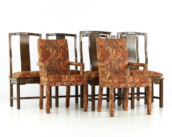 Tomlinson Mid Century Walnut and Burlwood Dining Chairs - Set of 8 - mcm