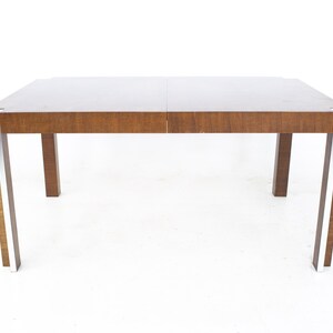 Thomasville Mid Century Walnut and Chrome Inlaid Expanding Dining Table mcm image 2