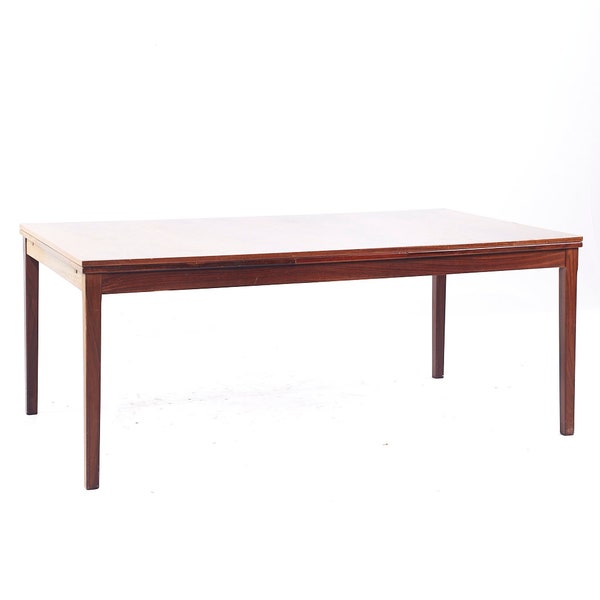 Johannes Andersen Style Mid Century Danish Rosewood Hidden Leaf Dining Table - mcm