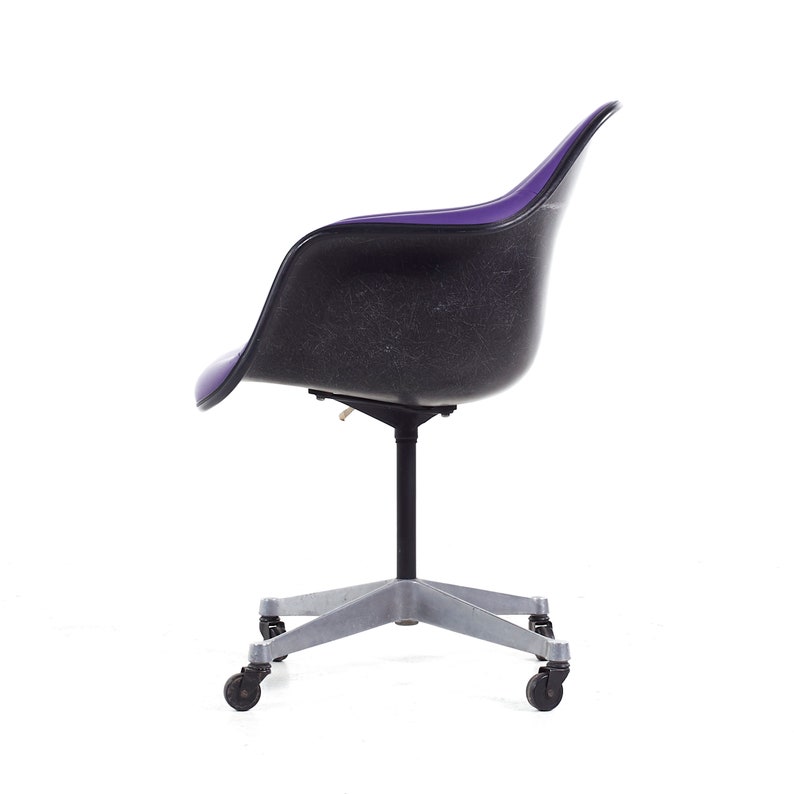 Eames for Herman Miller Mid Century Purple Padded Fiberglass Swivel Office Chair mcm image 5