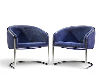 Anton Lorenz for Thonet Mid Century Chrome Tub Chairs - Pair - mcm