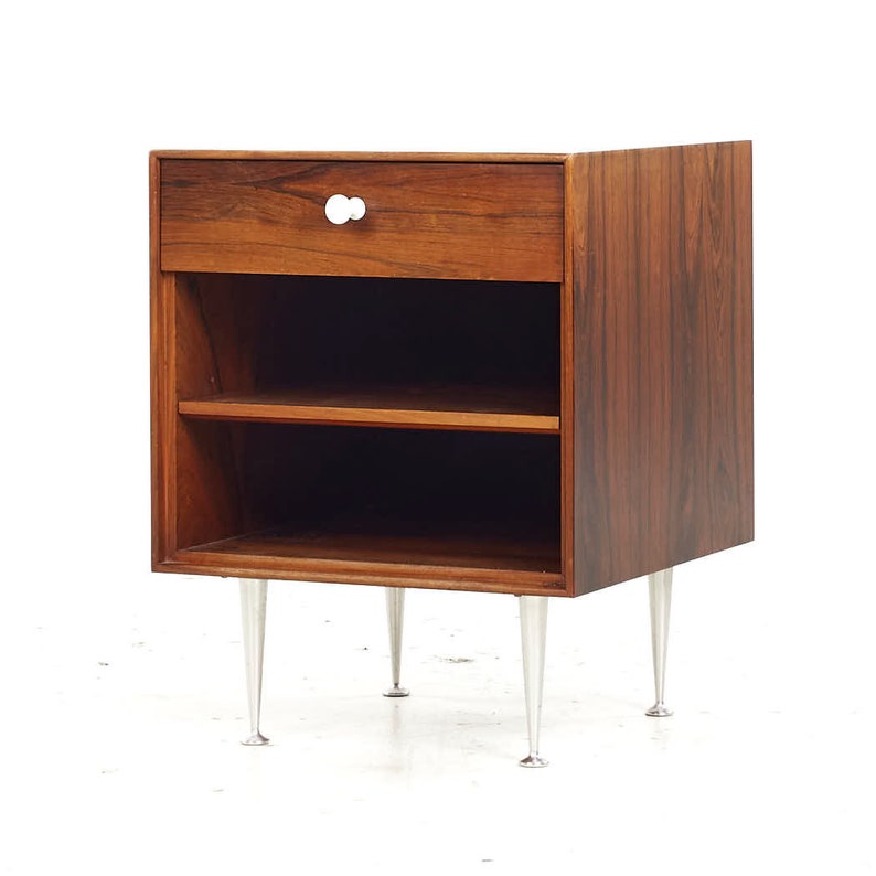 George Nelson for Herman Miller Mid Century Rosewood Thin Edge Nightstands Pair mcm image 7