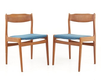 Mid Century Danish Teak Side Chairs - A Pair - mcm