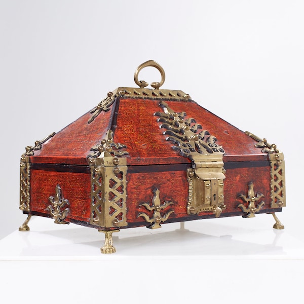 Early 20th Century Dowry Chest Malabar Box from Kerala India - mcm