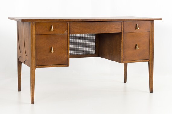 Broyhill Brasilia Mid Century Walnut Executive Desk Mcm Etsy