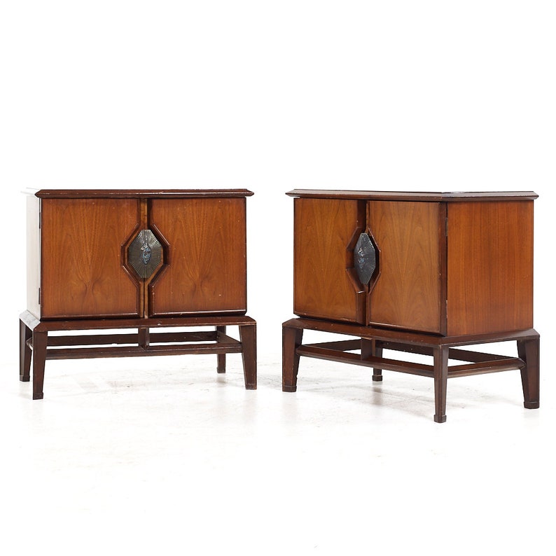 Helen Hobey Baker Mid Century Walnut Nightstands Pair mcm image 3