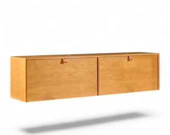 Florence Knoll 121W Mid Century Birch Hanging Credenza - mcm
