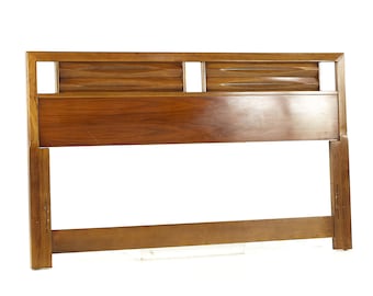 Thomasville Mid Century Walnut Queen Headboard - mcm