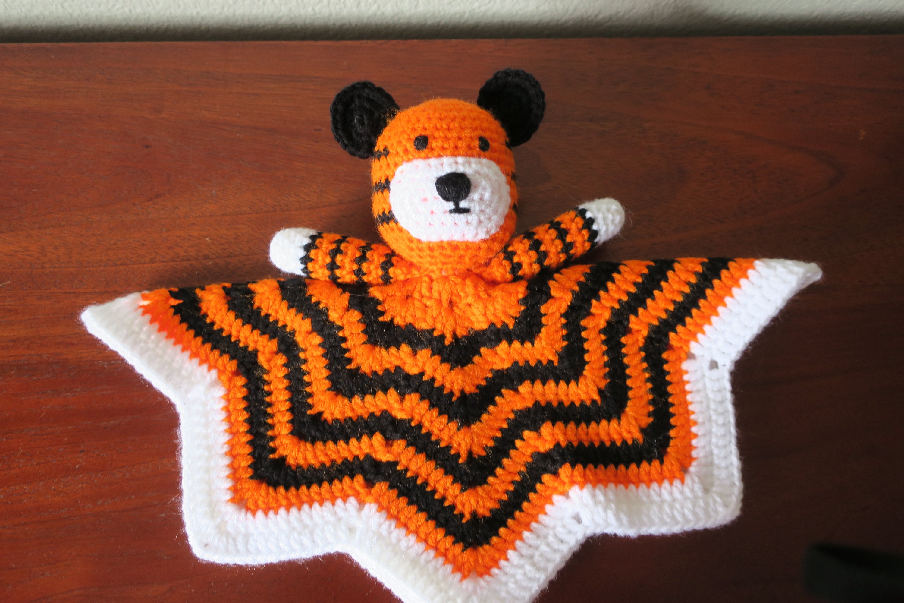 Crochet Tiger Security Blanket Baby Shower Gift Newborn Blankie Tiger Cat Lion Zoo Animal Blanket Toy Etsy Canada