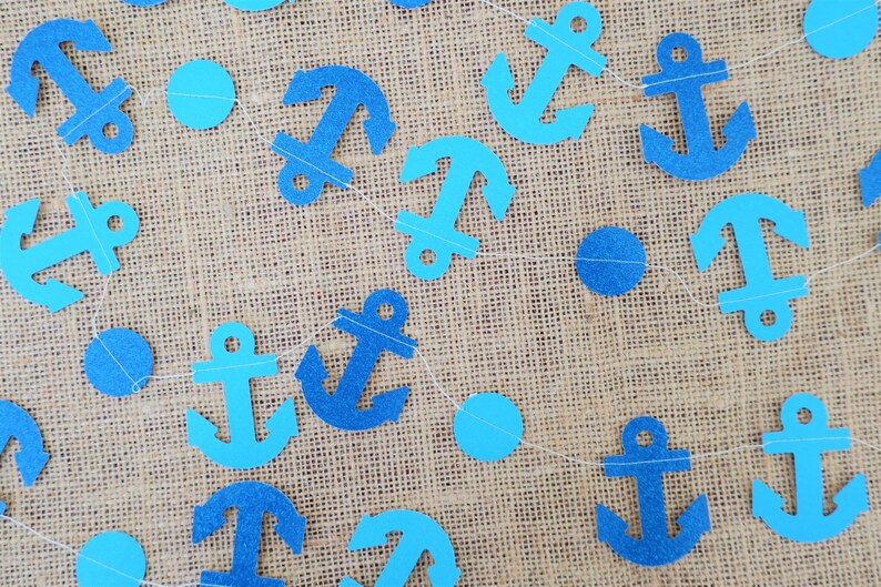 Anchor Garland shimmery blue teal navy sea theme cruise anchor banner party supplies decor boys birthday sea creature navy theme ocean water