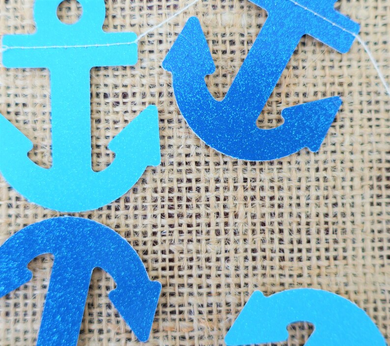 Anchor Garland shimmery blue teal navy sea theme cruise anchor banner party supplies decor boys birthday sea creature navy theme ocean water