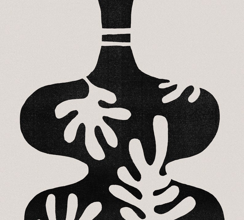 Black and White Wall Art Vase Abstract Printable Wall Art Etsy