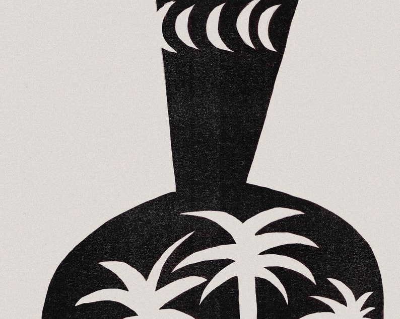 Black and White Print Vase Abstract Wall Art Minimal Print Etsy