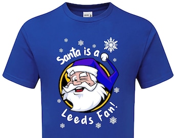Santa is a Leeds Fan! Tshirt Mens Fanmade Merchandise