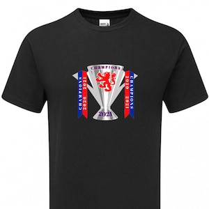Glasgow Champions 55 Tshirt LARGE TROPHY Royal Blue Fanmade in the UK Merchandise Birthday Fathers Day Gift