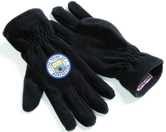 Manchester City Fanmade Handschuhe Schwarz Fleece Bedruckt Logo Suprafleece® Alpine