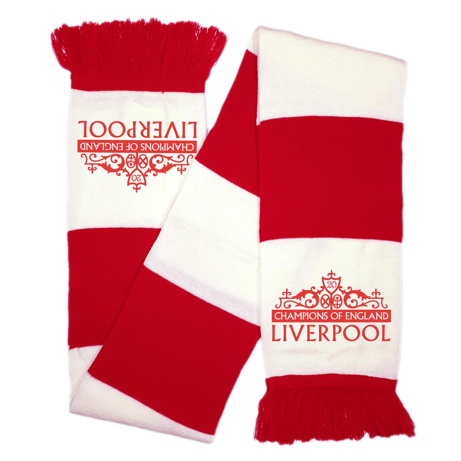 Liverpool 20 League Champions of England Scarf 2025 Printed Logo