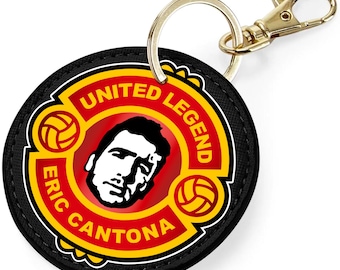 United Legend Eric Cantona Unofficial Keyring Bag Charm 100% Leather-Look PU