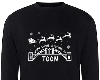 Childrens Santa Claus Is Coming To Toon Newcastle Sweatshirt School Party Jumper Unofficial Kids
