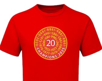 Liverpool 20 League Champions England TSHIRT 2025 Years of Triumph Large Fanmade Mens