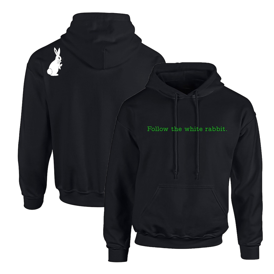 FOLLOW the WHITE RABBIT Adult Hoodie Black - Etsy