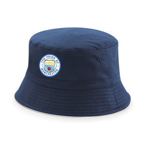 Manchester City Fanmade Navy Bucket Hat Printed Logo Crest
